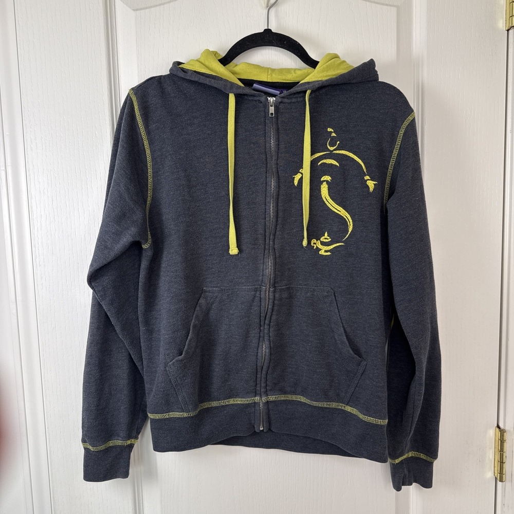 Disney Aladdin Broadway Musical Zip Hoodie Womens XS Gray Yellow Genie Lamp